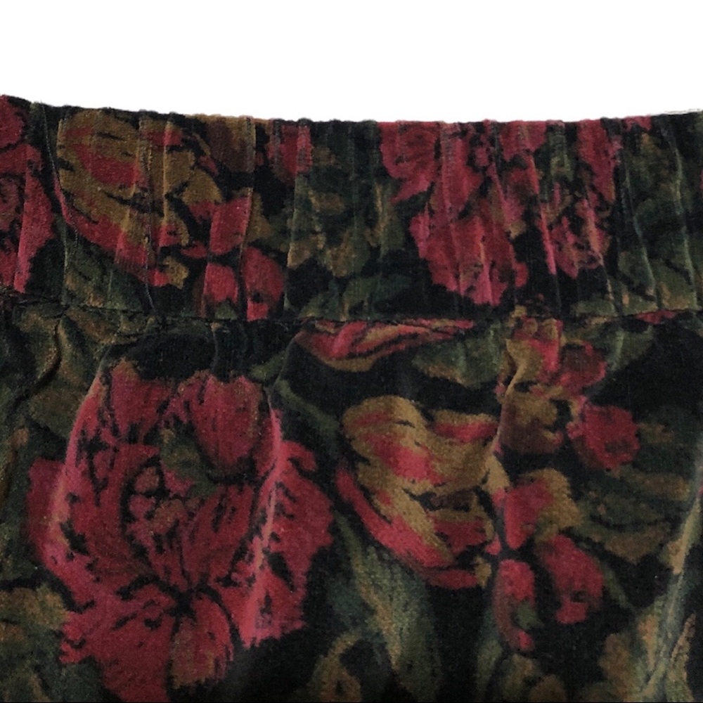 Vintage Bryn Connelly Velvet Rose Print Midi Skirt - Picture 7 of 11
